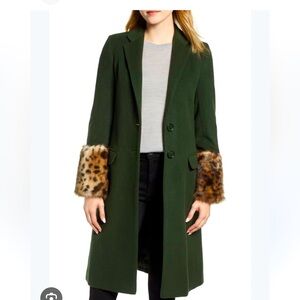 Helene Berman Wool Coat with Leopard Sleeves